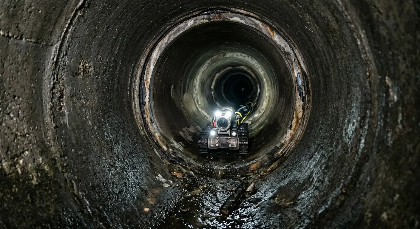 Robotic sewer camera inspecting pipe interior for Sewer Line Cleaning in Opelousas